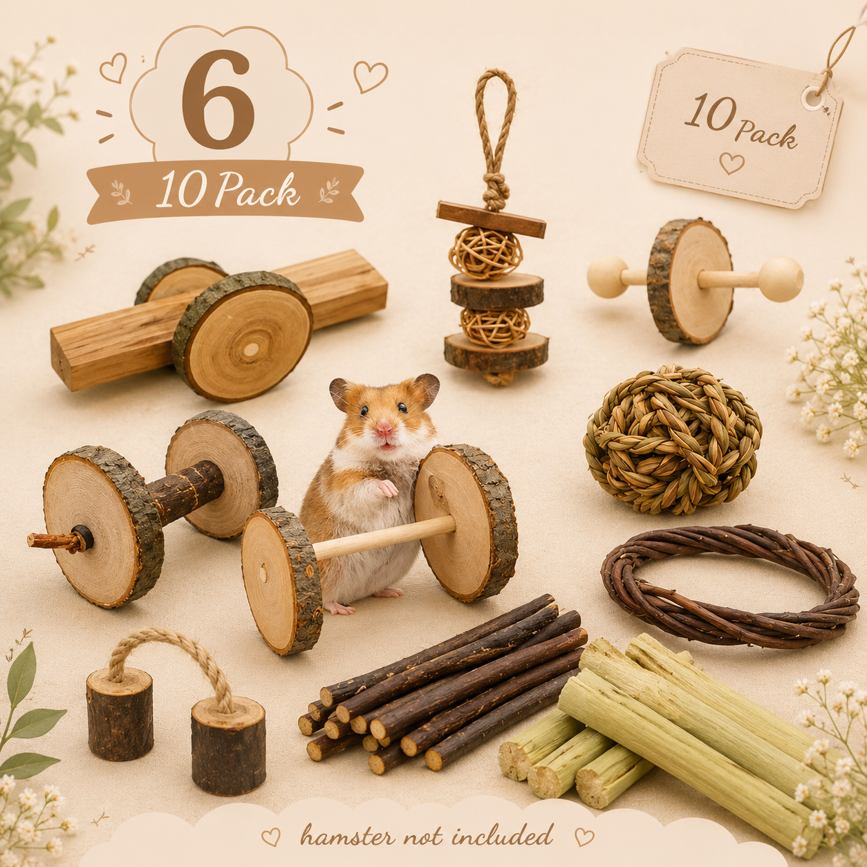 Hamster Playtime Toy Set – Natural Chew Toys