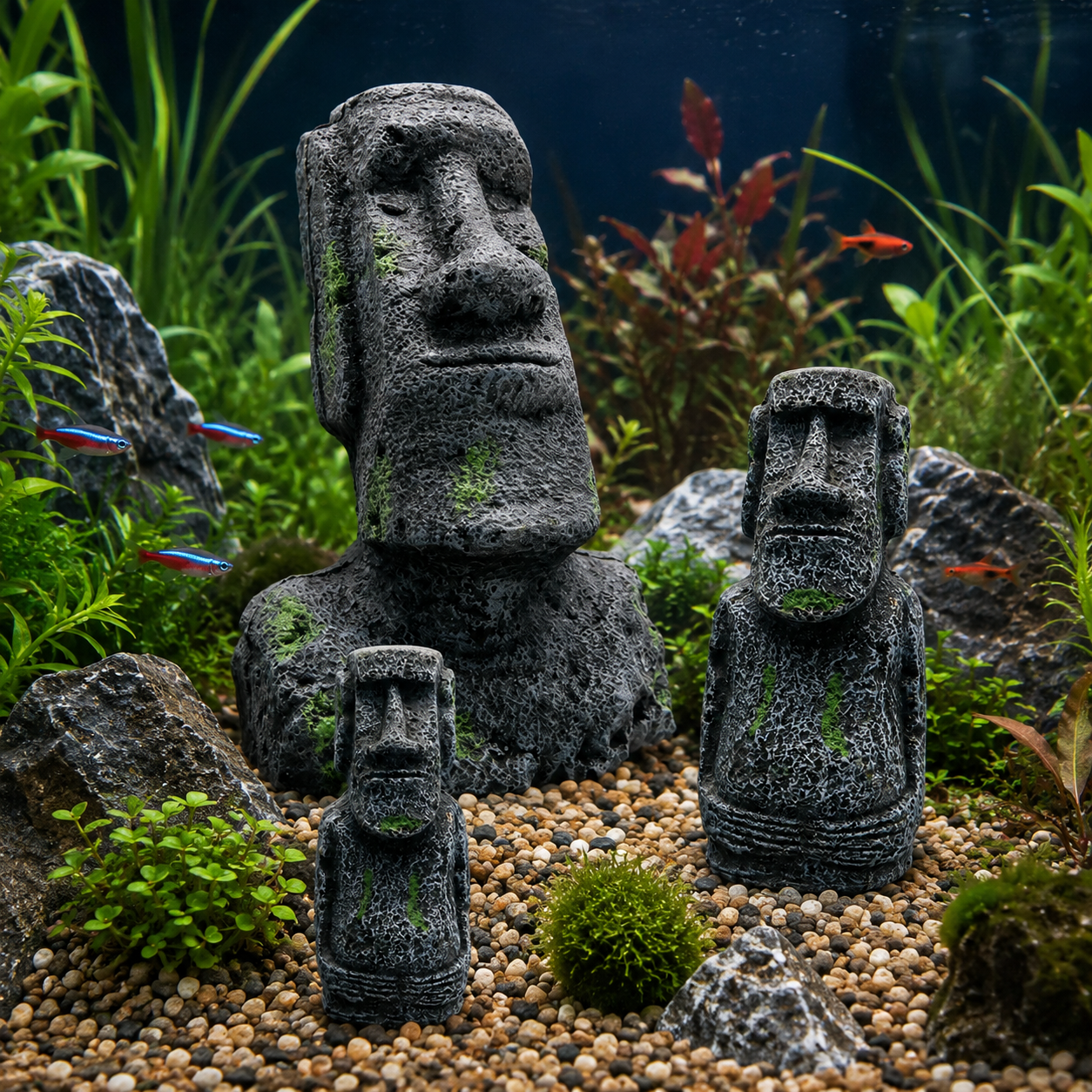 Ancient Ruins Moai Aquarium & Reptile Tank Décor