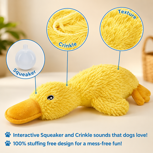 Fluffy Duck Plush Dog Toy (Soft Squeaky Duck)