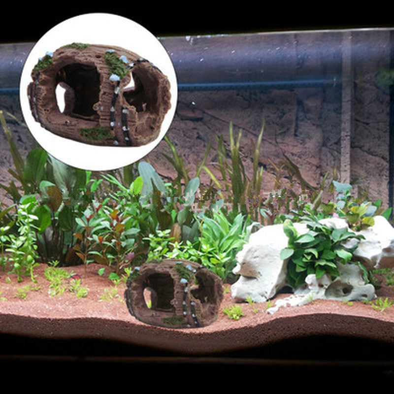 Aged Barrel Aquarium Ornaments – Resin Fish Tank Hideaway Décor
