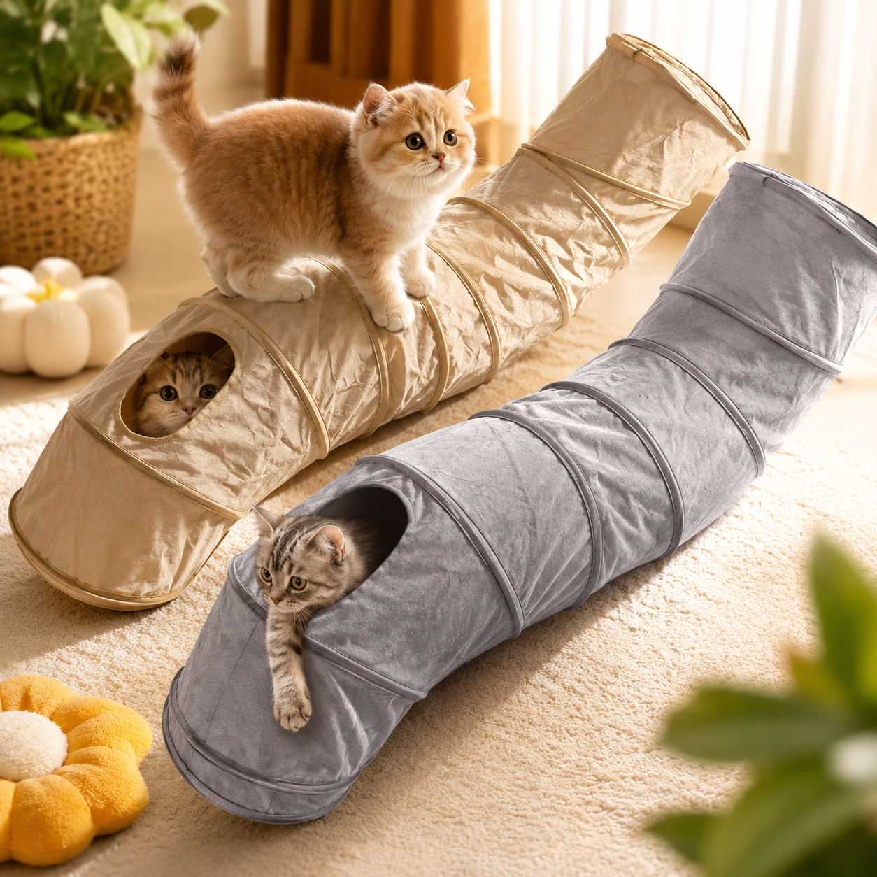 Collapsible S-Shape Tunnel Cat Toy – Interactive Peekaboo Play Tube