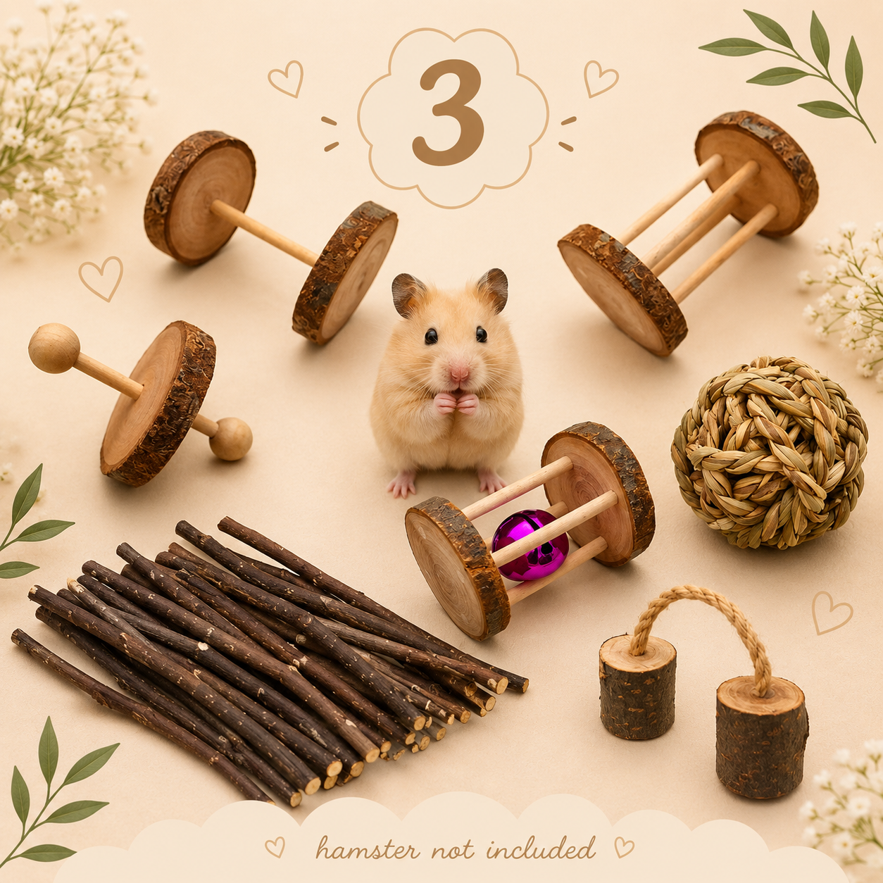 Hamster Playtime Toy Set – Natural Chew Toys