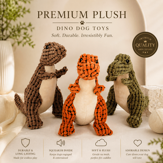 Cute Dino Plush Squeaky Toy for Dogs