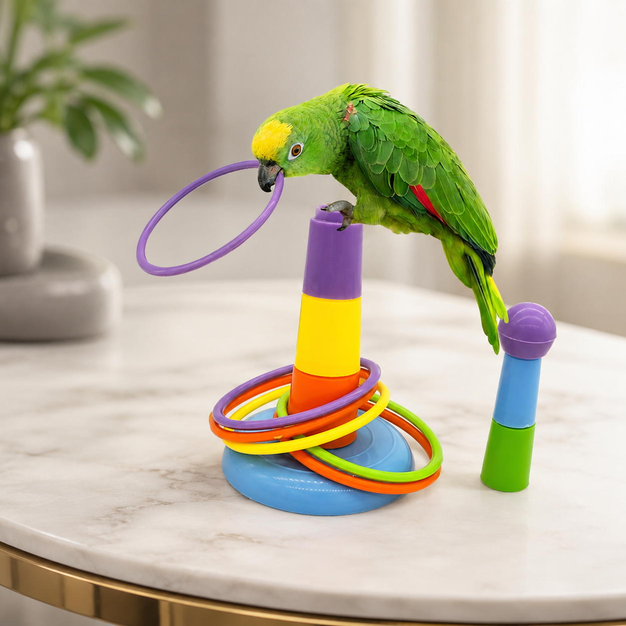 Adjustable Bird Ring Toss Training Toy