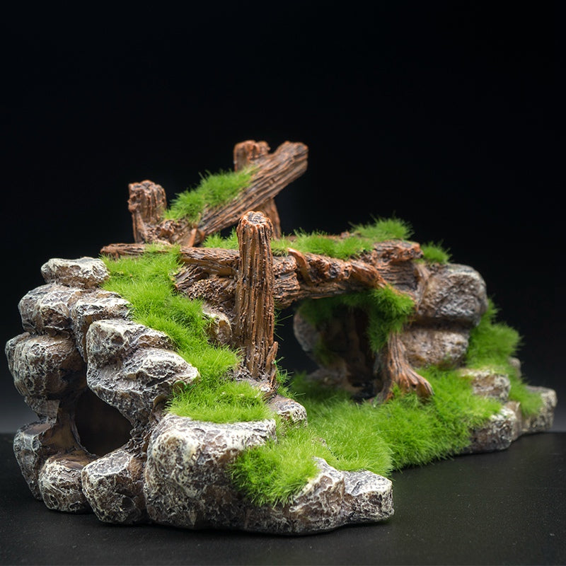 Natural Rock & Moss Hideout – Aquarium & Reptile Habitat Decoration