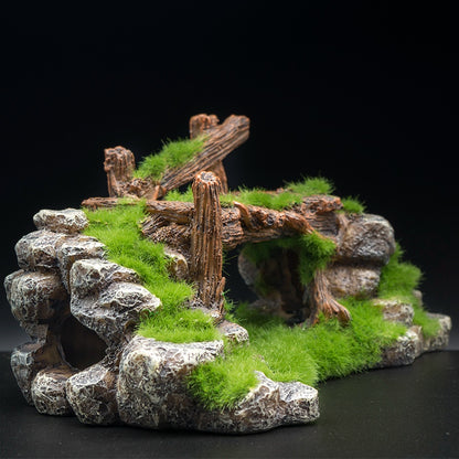Natural Rock & Moss Hideout – Aquarium & Reptile Habitat Decoration