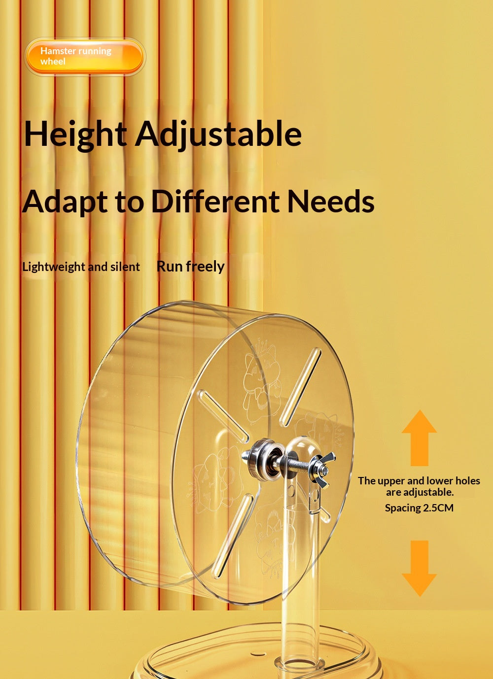 Transparent Hamster Running Wheel  – Ultra-Quiet Adjustable Exercise Wheel