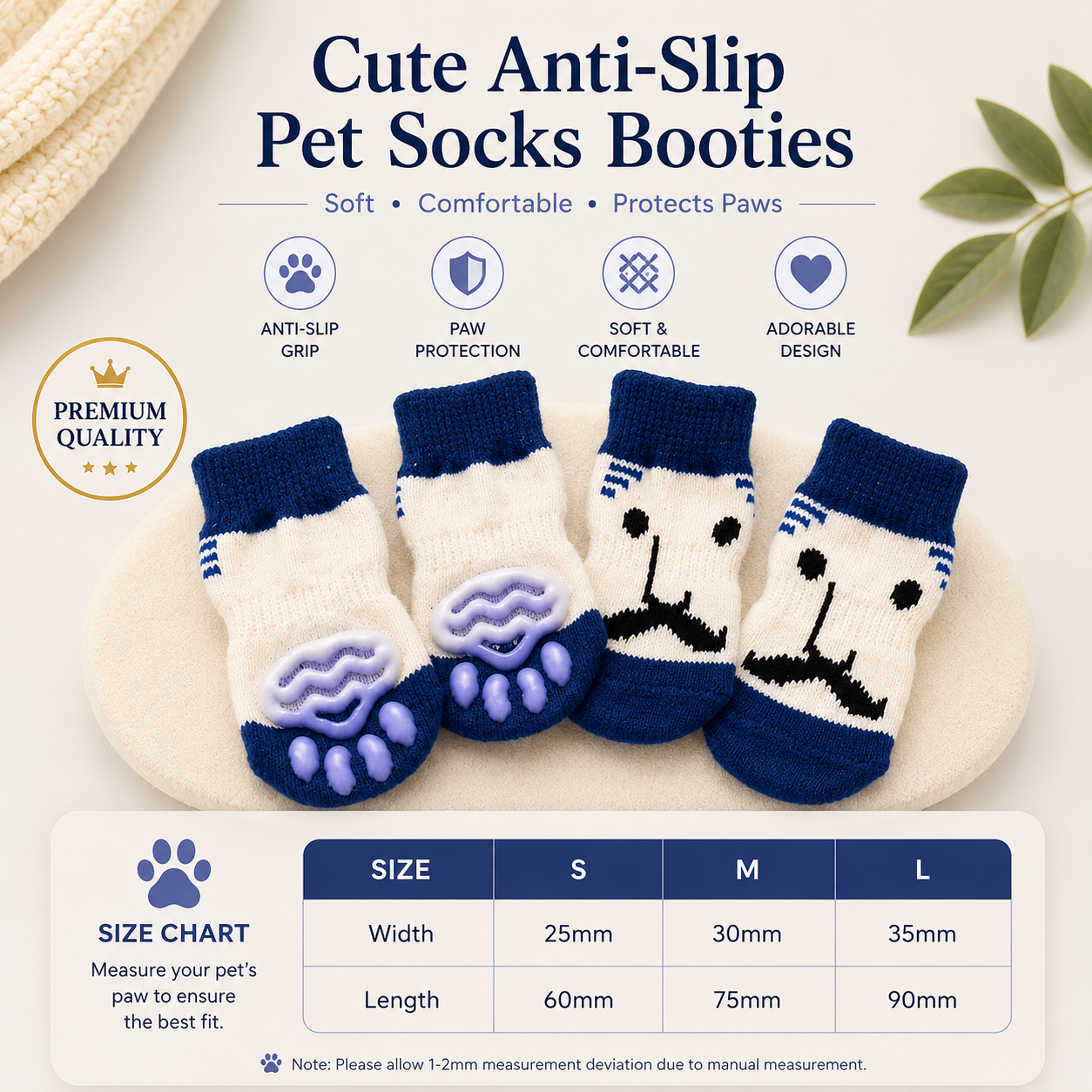 Cute Anti-Slip Dog & Cat Socks Booties – Soft Paw Protection for Small Pets