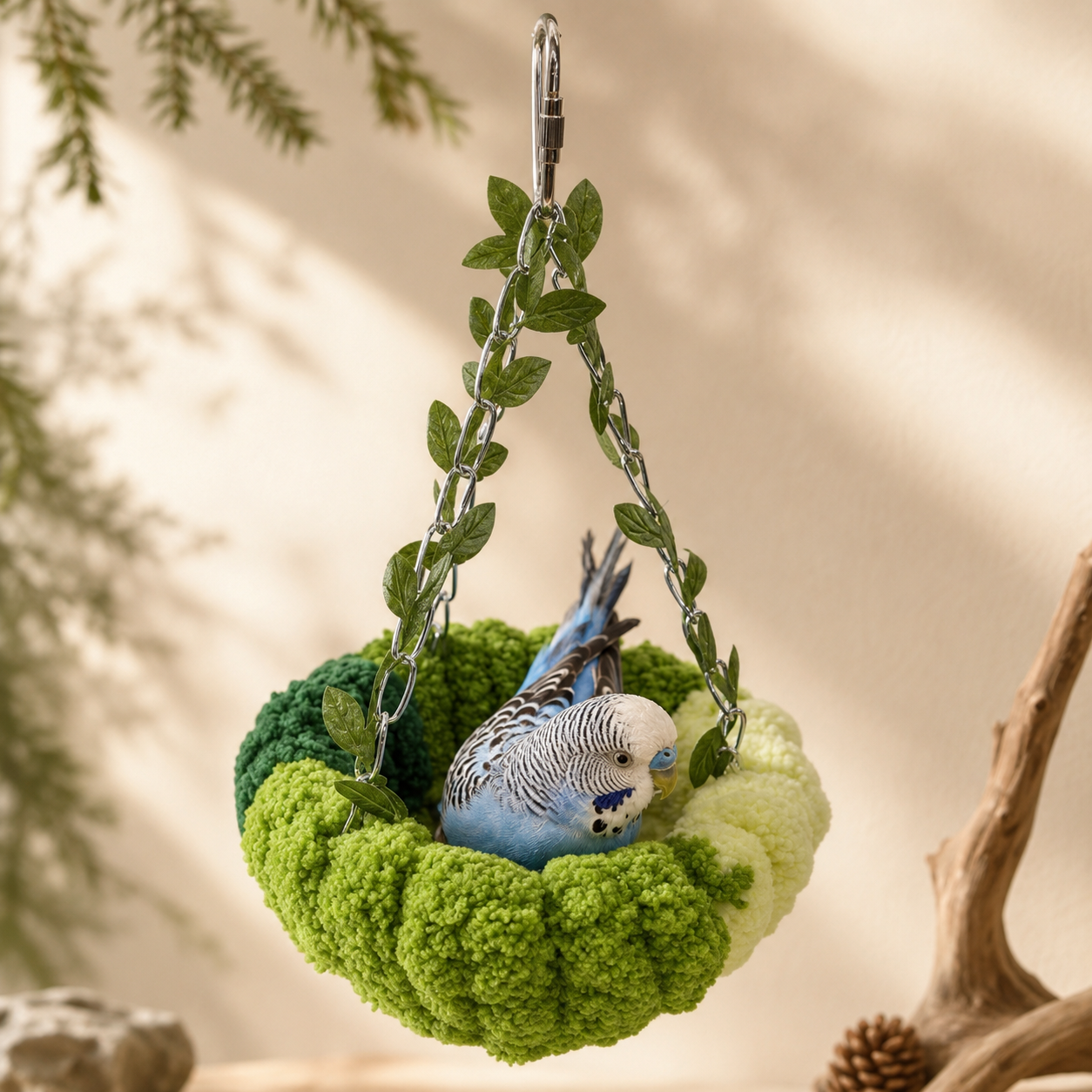 Forest Bird Hammock Swing with Leaf Chains