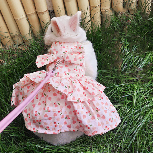 Floral Bow Dress Harness for Pet Bunnies