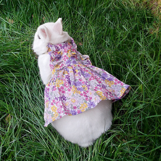 Floral Bow Dress Harness for Pet Bunnies