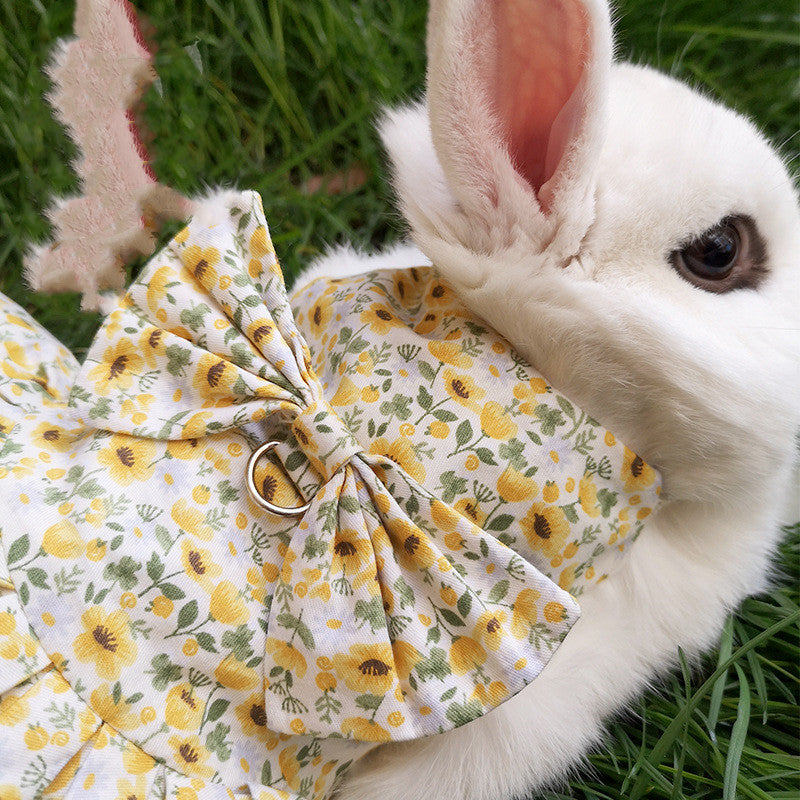 Floral Bow Dress Harness for Pet Bunnies