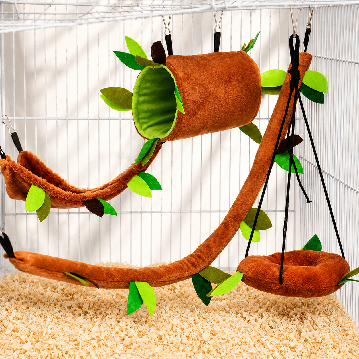 Plush Tree-Themed Small Pet Hammock Toy