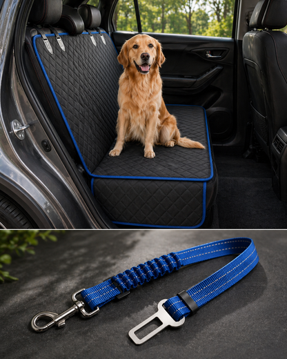 Dog Car Seat Hammock Cover with Mesh Window & Storage Pocket