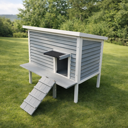 Outdoor Rabbit Hutch with Ramp / Bunny Bungalow