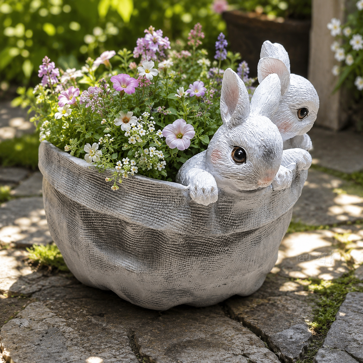 Peekaboo Rabbit Resin Planter