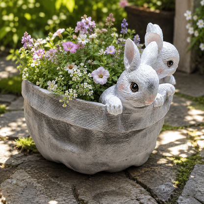Peekaboo Rabbit Resin Planter