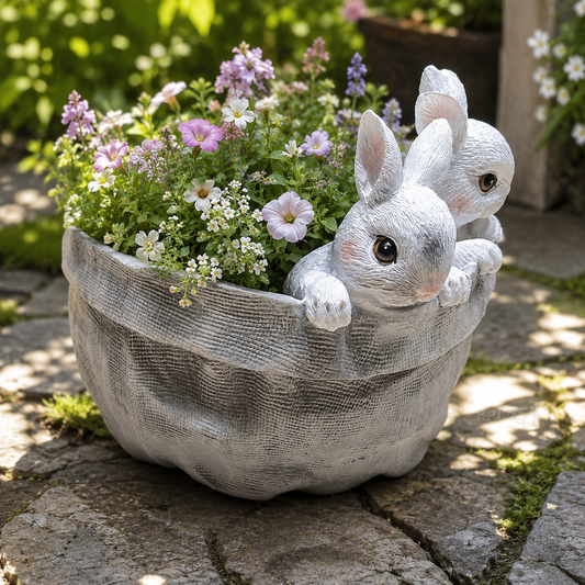 Peekaboo Rabbit Resin Planter