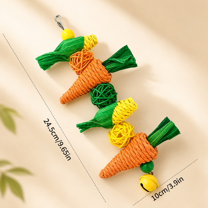 Colourful Hanging Bird Chew Toy with Corn & Rattan Shapes