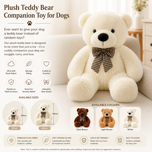 Plush Teddy Bear Companion Toy for Dogs