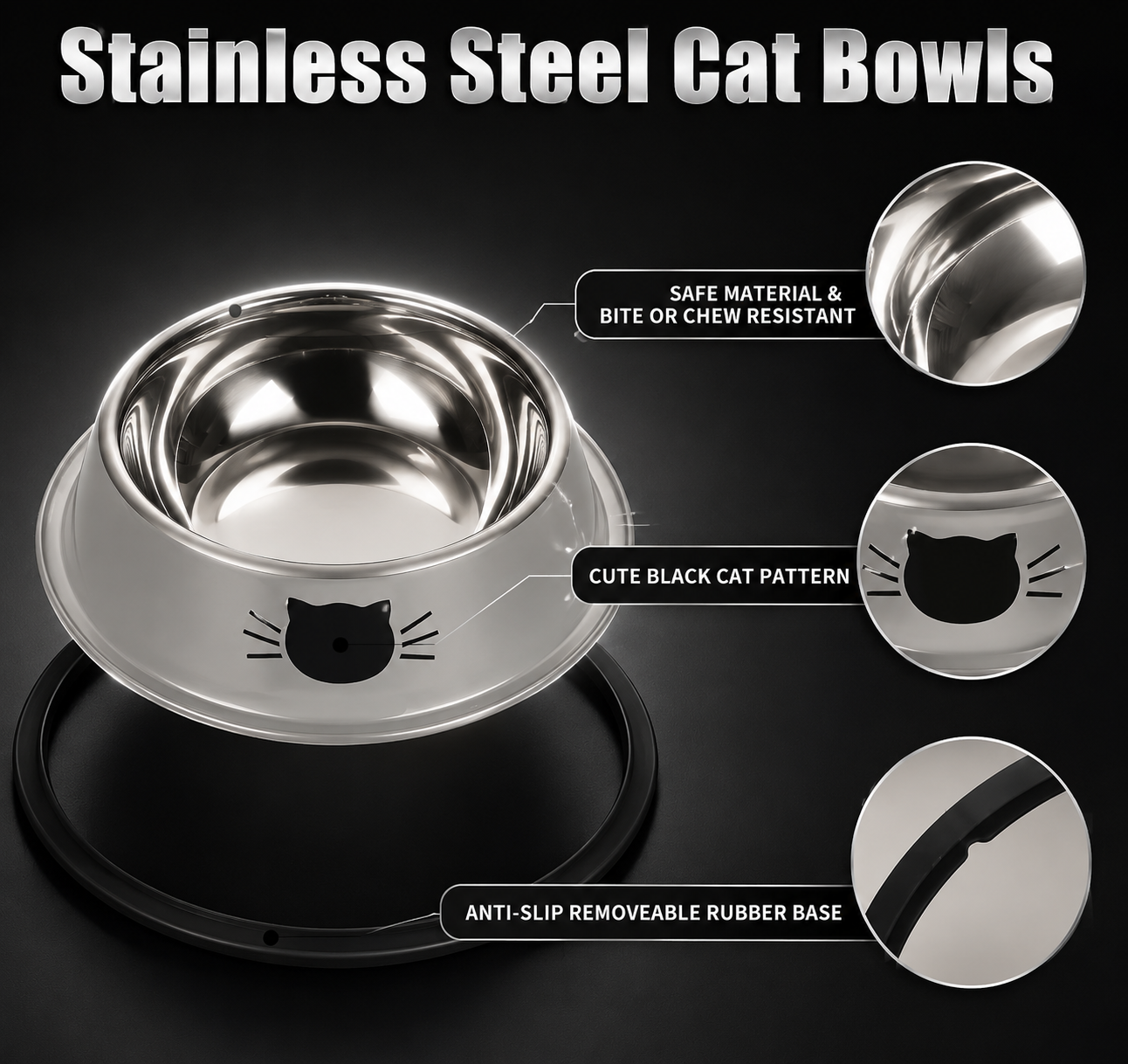 Non-Slip Stainless Cat Bowl
