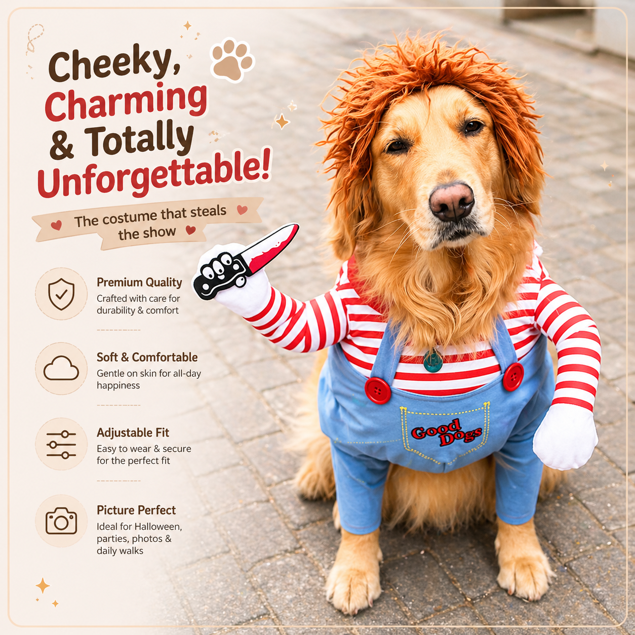 Halloween Dog Costume –Funny Scary Outfit for Cats & Dogs