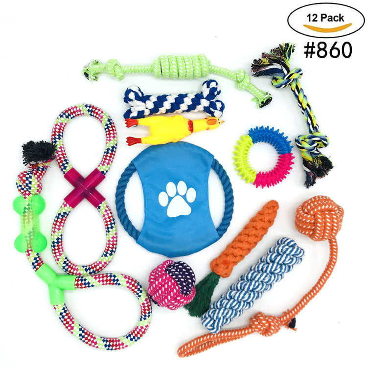 12-Piece Dog Toy Bundle – Durable Rope & Chew Toys Set for Teeth Cleaning & Play