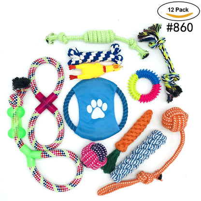 12-Piece Dog Toy Bundle – Durable Rope & Chew Toys Set for Teeth Cleaning & Play