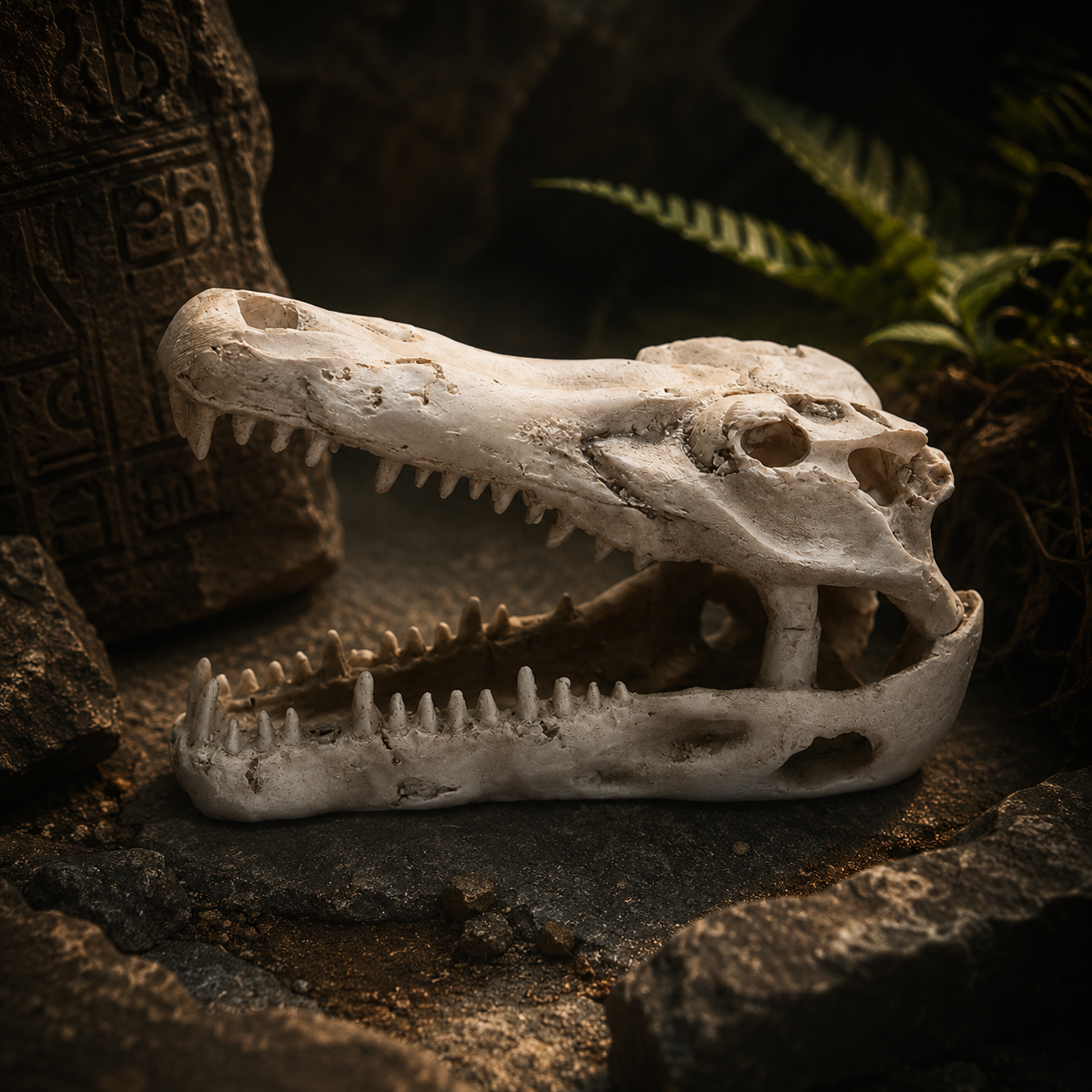Crocodile Skull Aquarium & Reptile Tank Ornament – Resin Landscaping Decoration