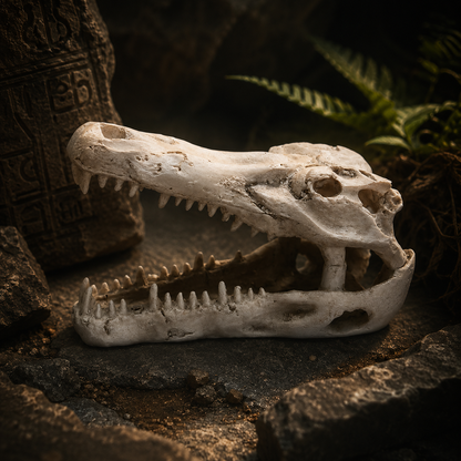 Crocodile Skull Aquarium & Reptile Tank Ornament – Resin Landscaping Decoration