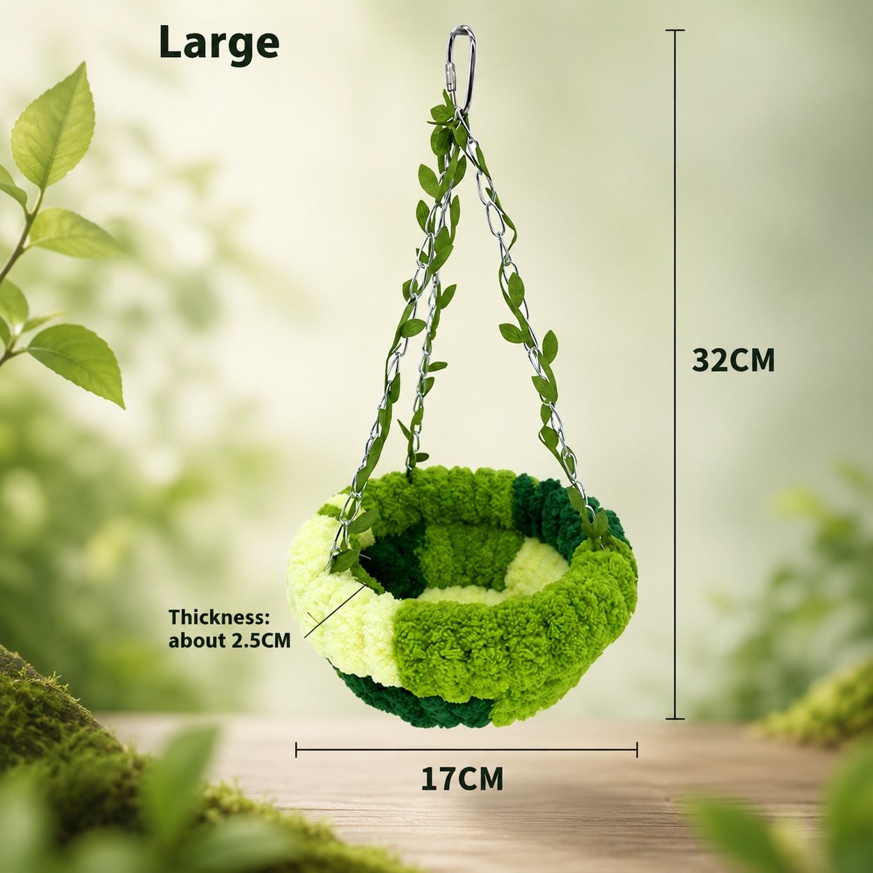 Forest Bird Hammock Swing with Leaf Chains