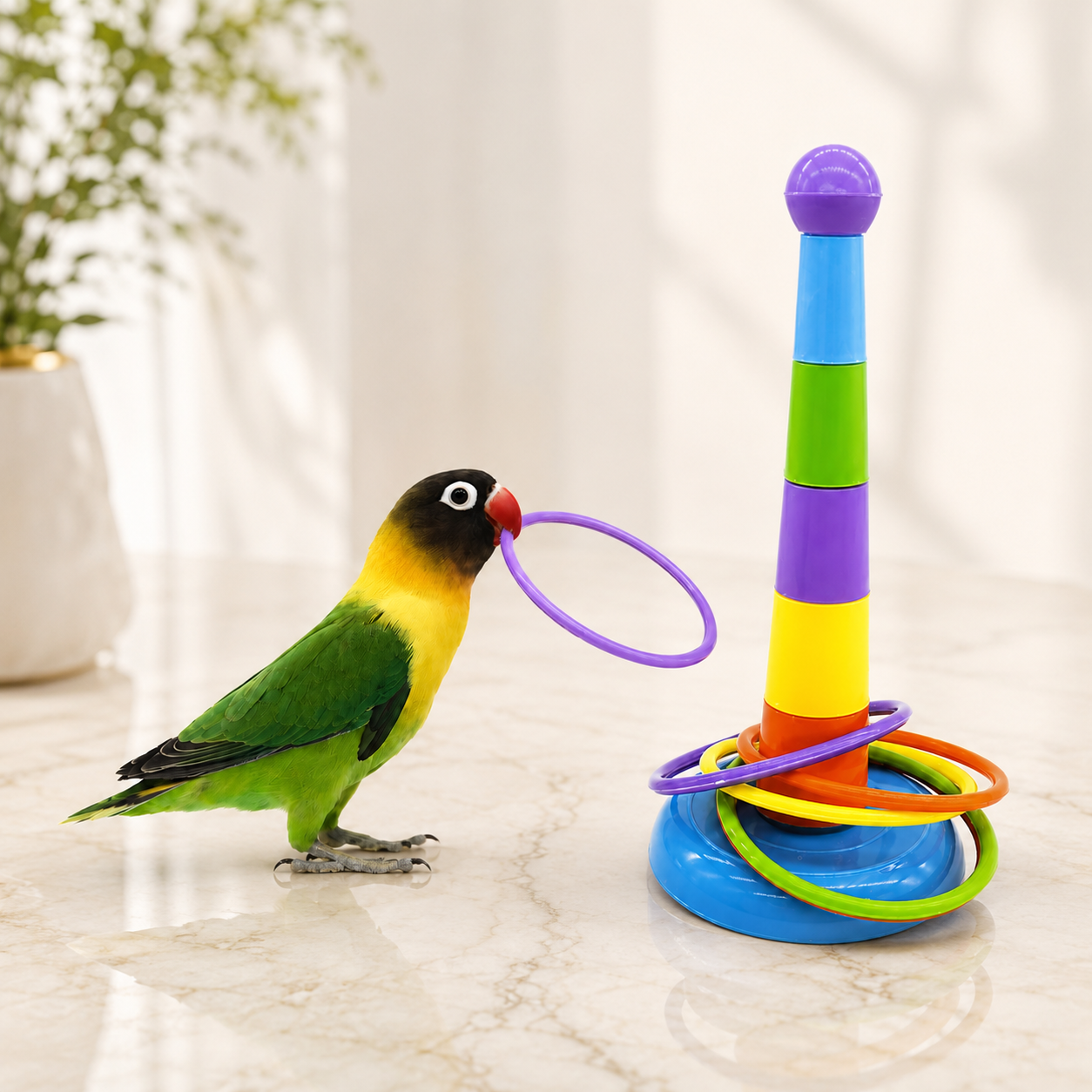 Adjustable Bird Ring Toss Training Toy