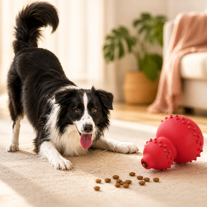Rubber Dog Chew Toy with Teeth Cleaning Bumps (Interactive Treat Toy)