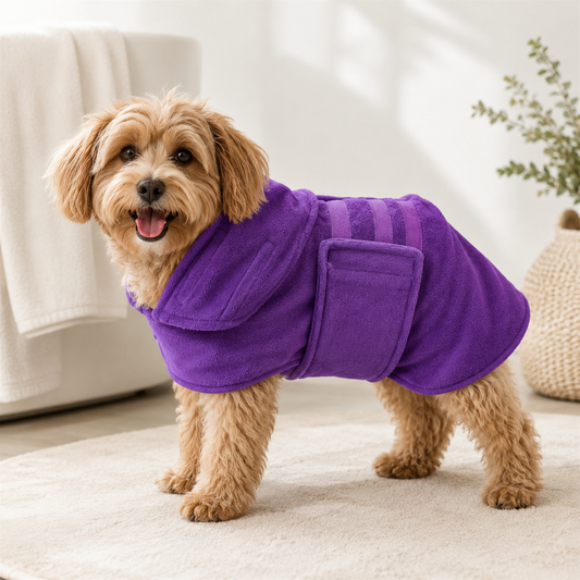 Quick-Dry Doggie Towel Wrap – Absorbent Microfiber Dog Bathrobe