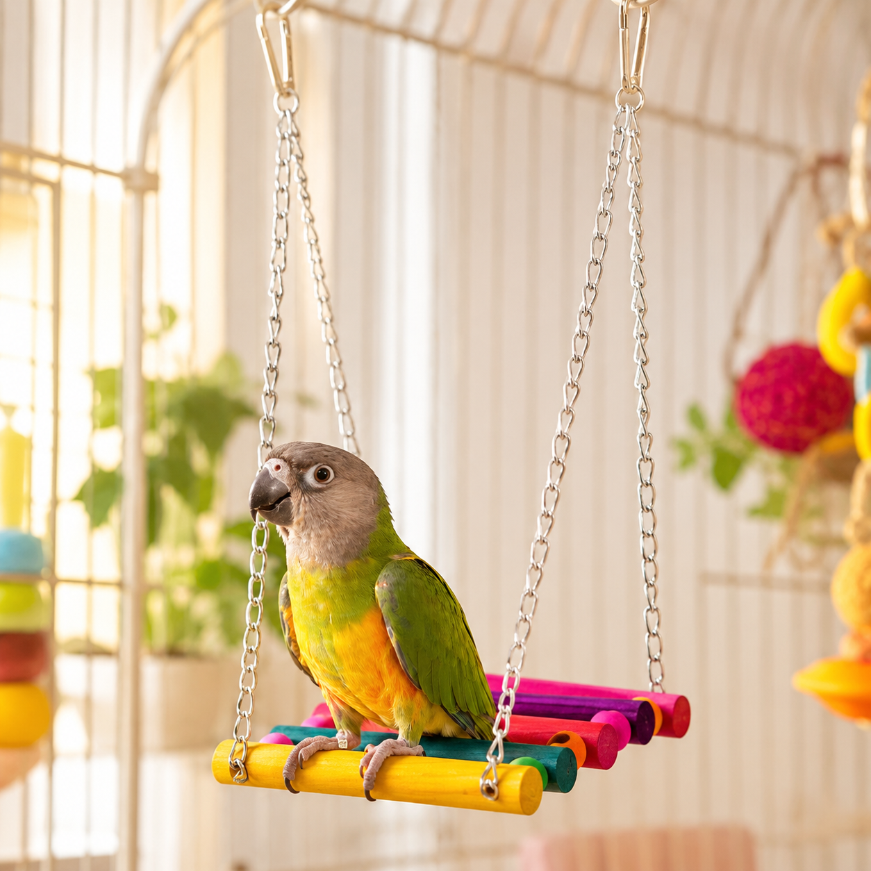 Colourful Bird Swing Perch