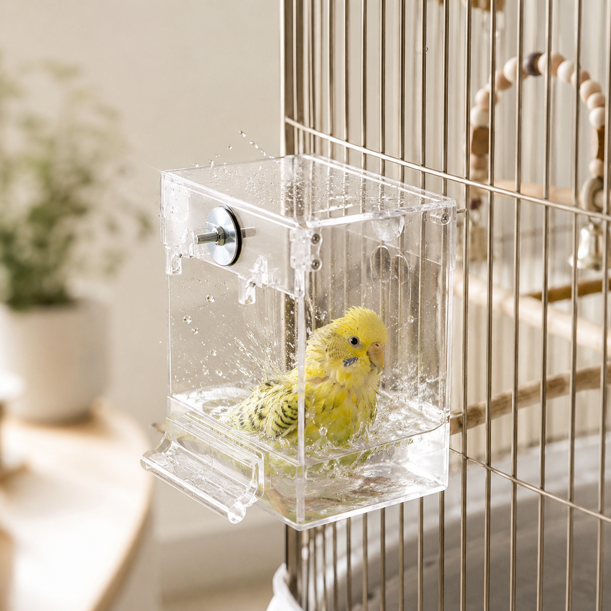 External Bird Bath Cage Attachment