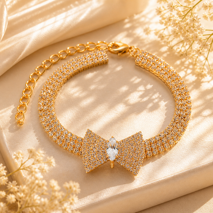 Crystal Bow Cat Collar – Frosted Luxury Bling Necklace for Cats