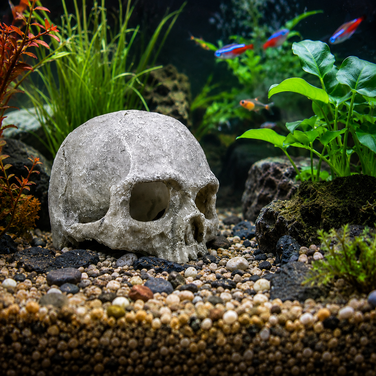 Realistic Skull Hide Aquarium & Reptile Tank Ornament