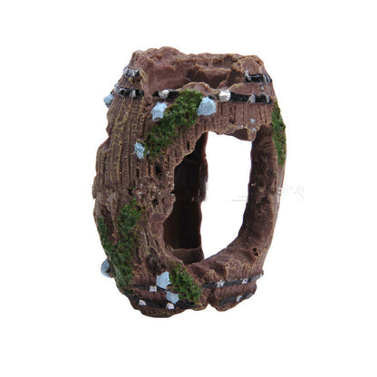 Aged Barrel Aquarium Ornaments – Resin Fish Tank Hideaway Décor
