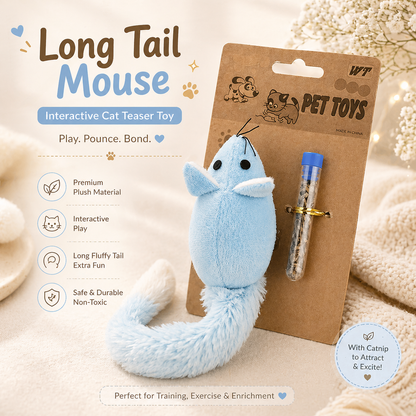 Cat Teaser Mouse Toy with Long Tail