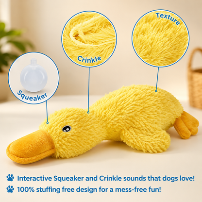 Fluffy Duck Plush Dog Toy (Soft Squeaky Duck)