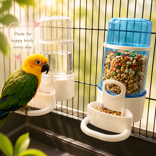 Bird Feeder & Water Bottle for Cages