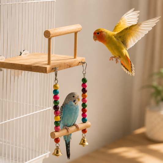 Wooden Bird Platform Swing Perch