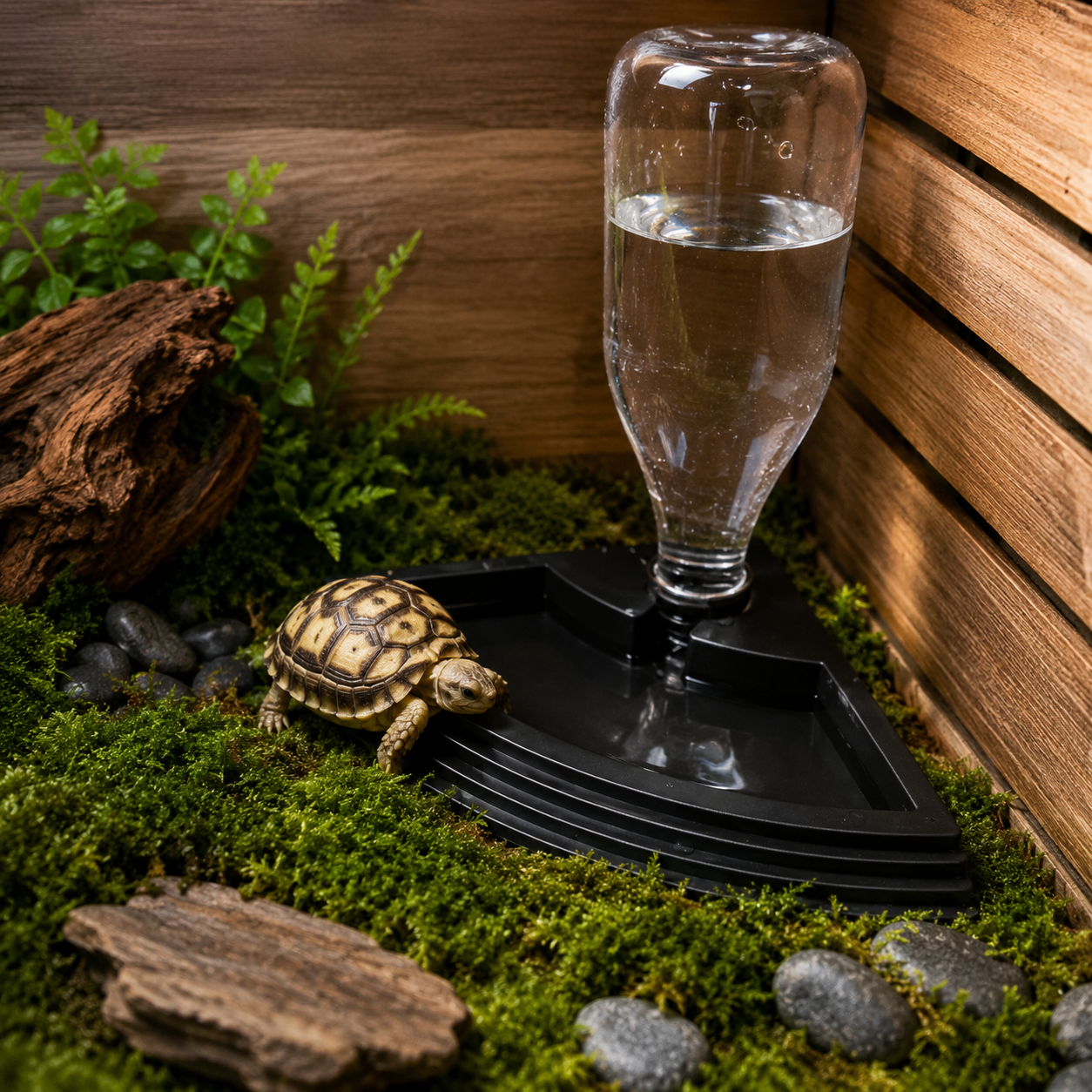 Corner Reptile Water Fountain & Feeding Tray