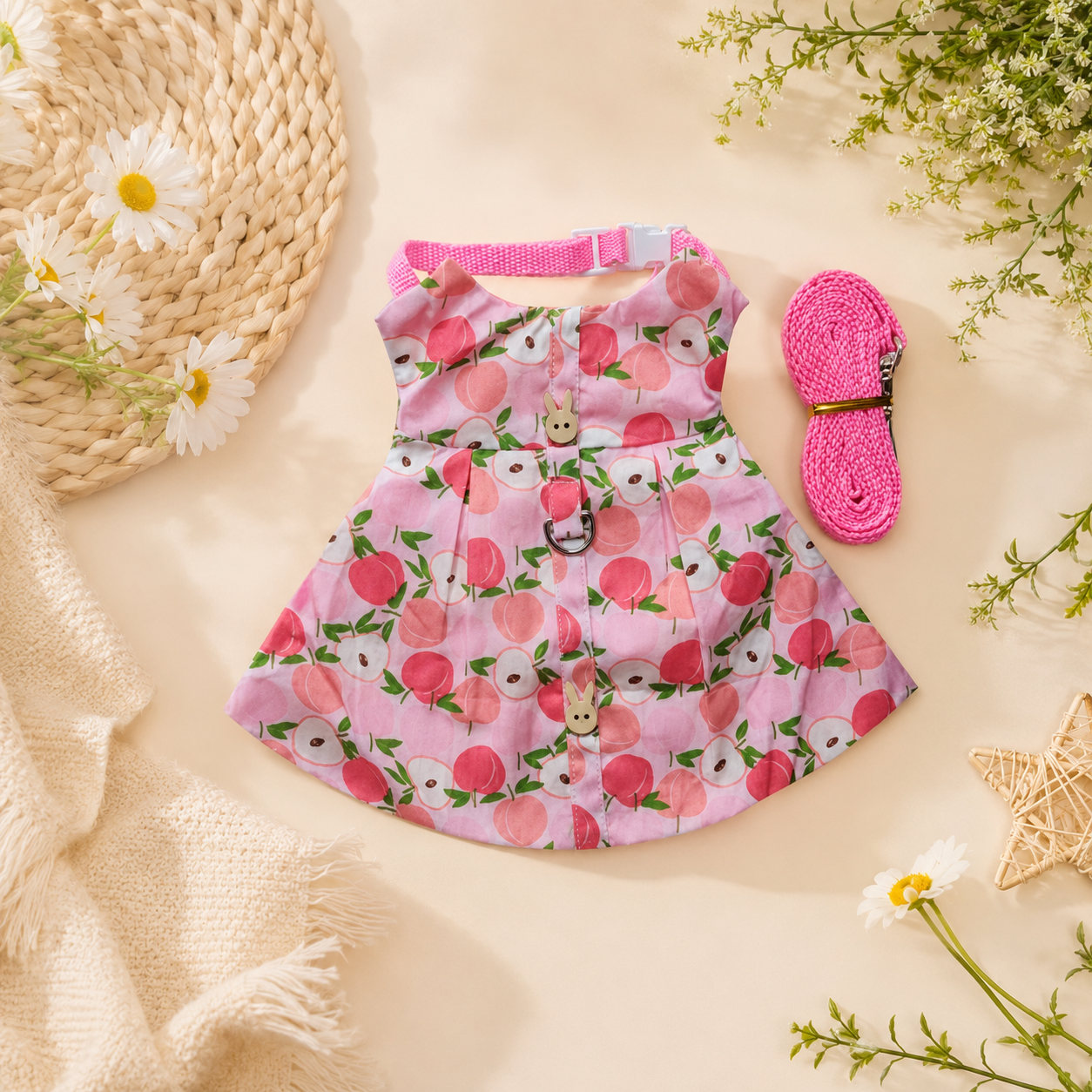 Fruit Print Dress & Harness for Bunnies