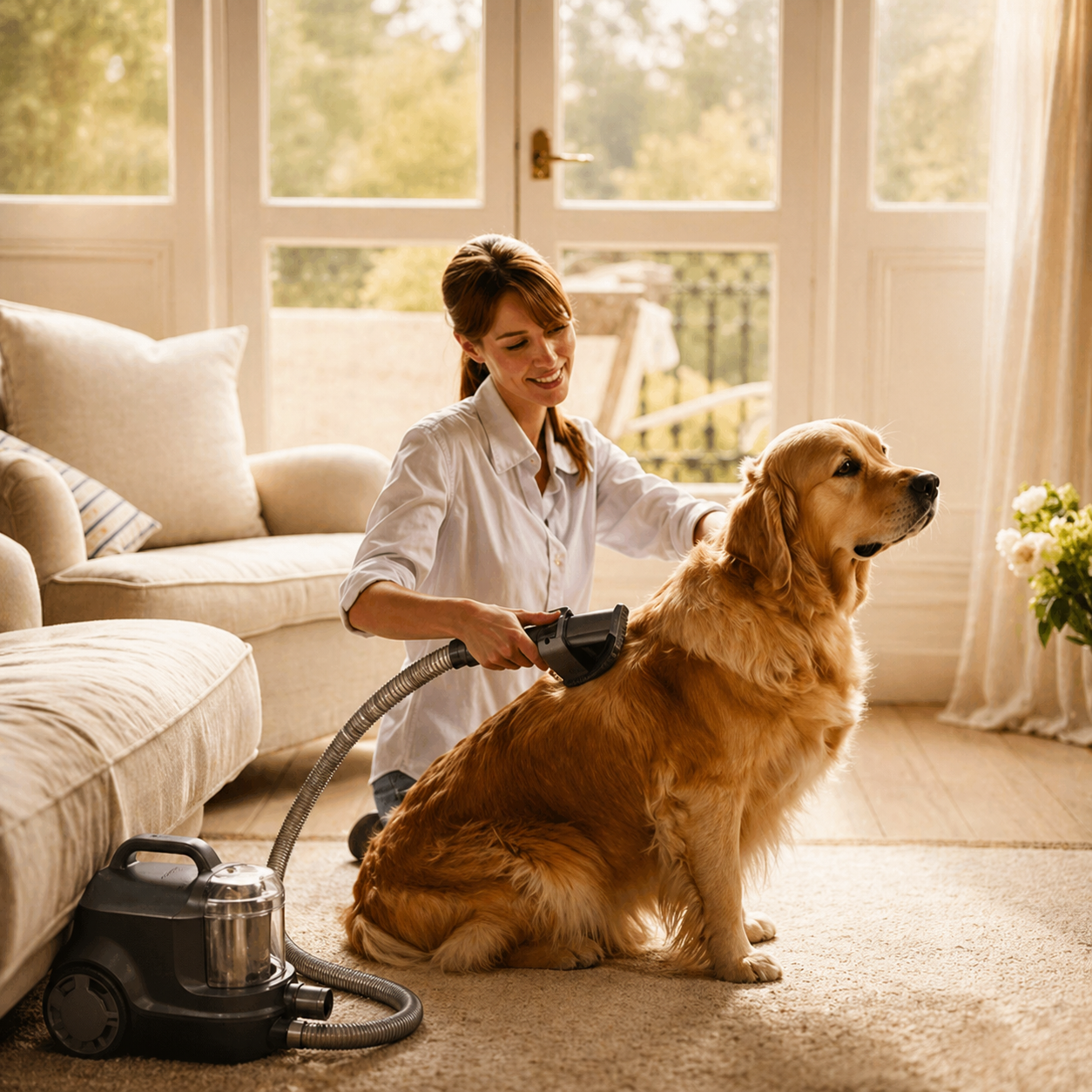 2-in-1 Pet Grooming Vacuum Attachment – Brush & Hair Removal