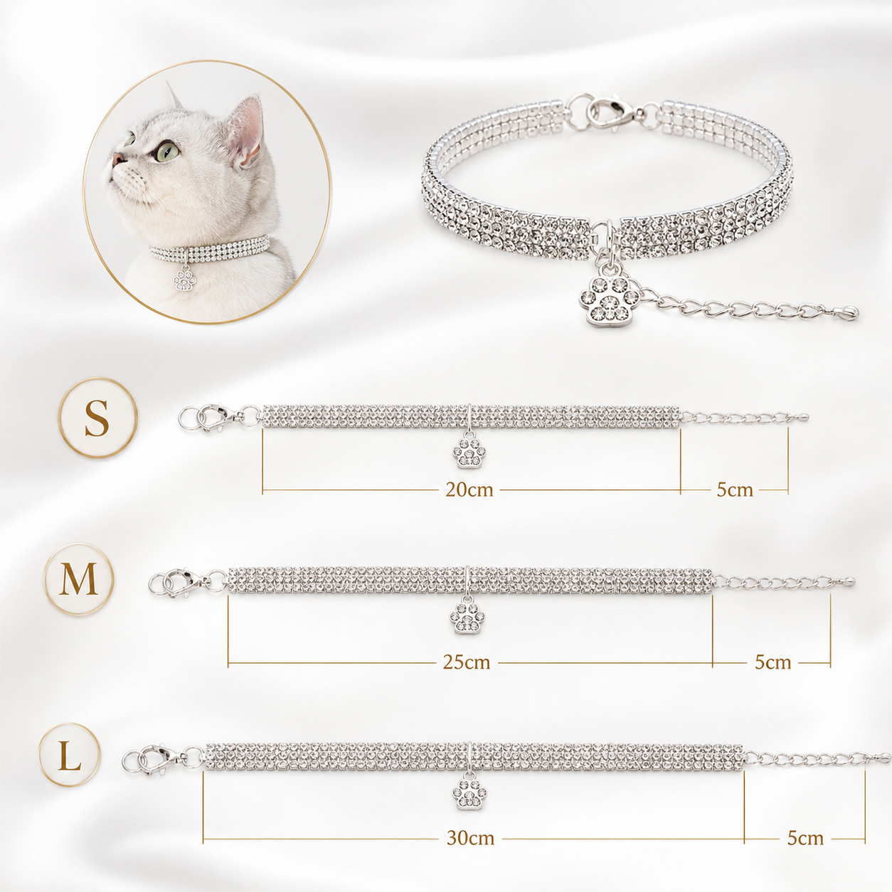 Diamond Style Cat Collar – Shiny Rhinestone Bling Collar