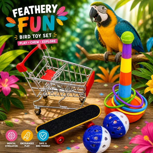 Interactive Play Toy Set for Parrots & Pet Birds
