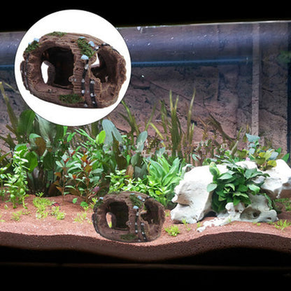 Aged Barrel Aquarium Ornaments – Resin Fish Tank Hideaway Décor