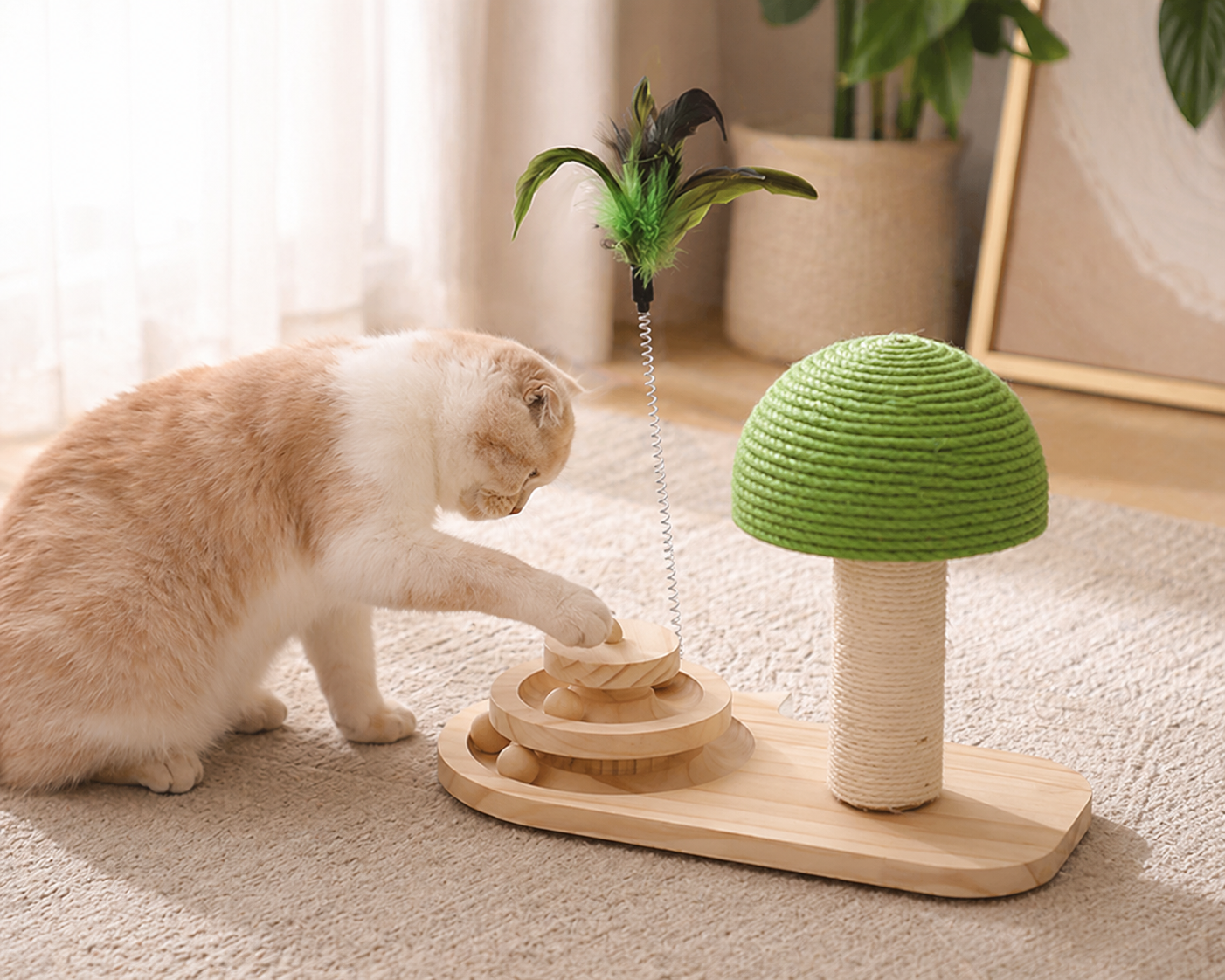 Cat Scratching Post with Sisal Ball Toys